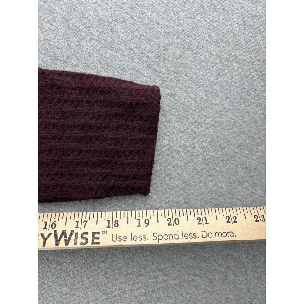 Free People Long Sleeve Womens M Thermal Waffle Knit Crop Top Cowl Neck Plum NWT